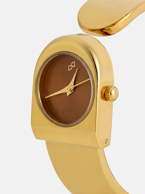 The Ruby Leather Watch - Vintage Gold