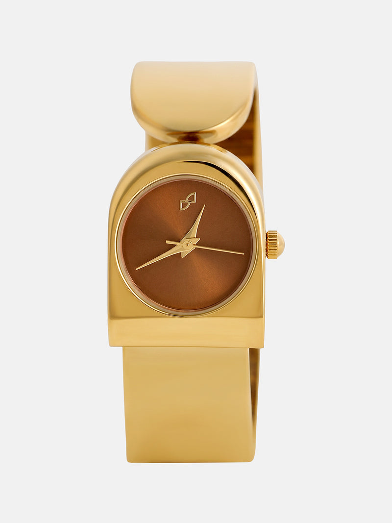 The Ruby Leather Watch - Vintage Gold