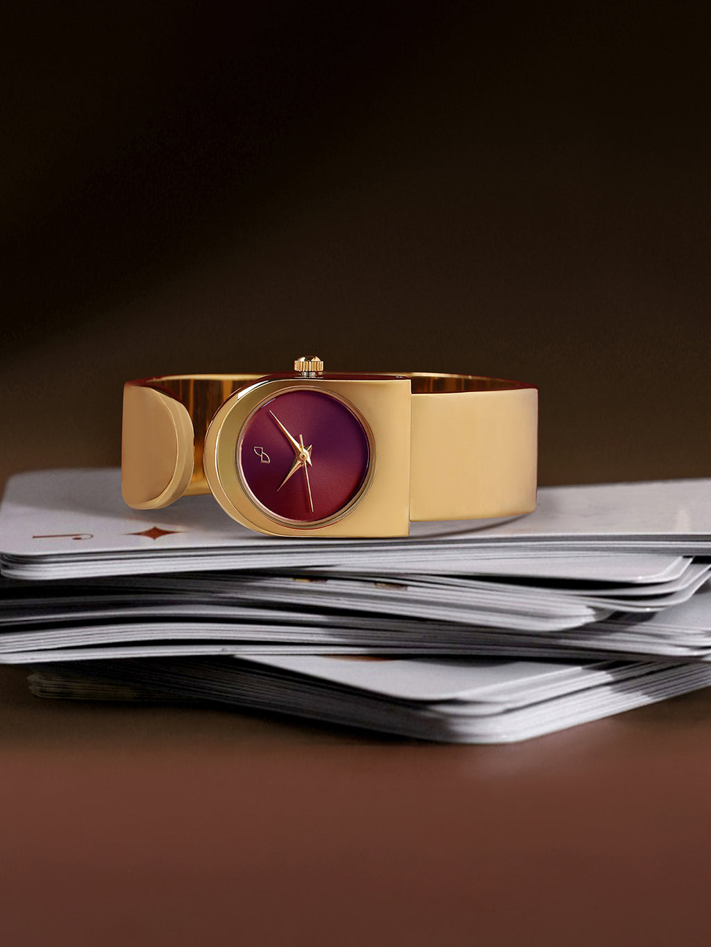 The Ruby Leather Watch - Vintage Gold
