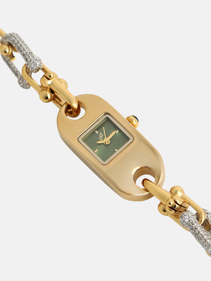 The Emerald Chain Link Watch - Gold