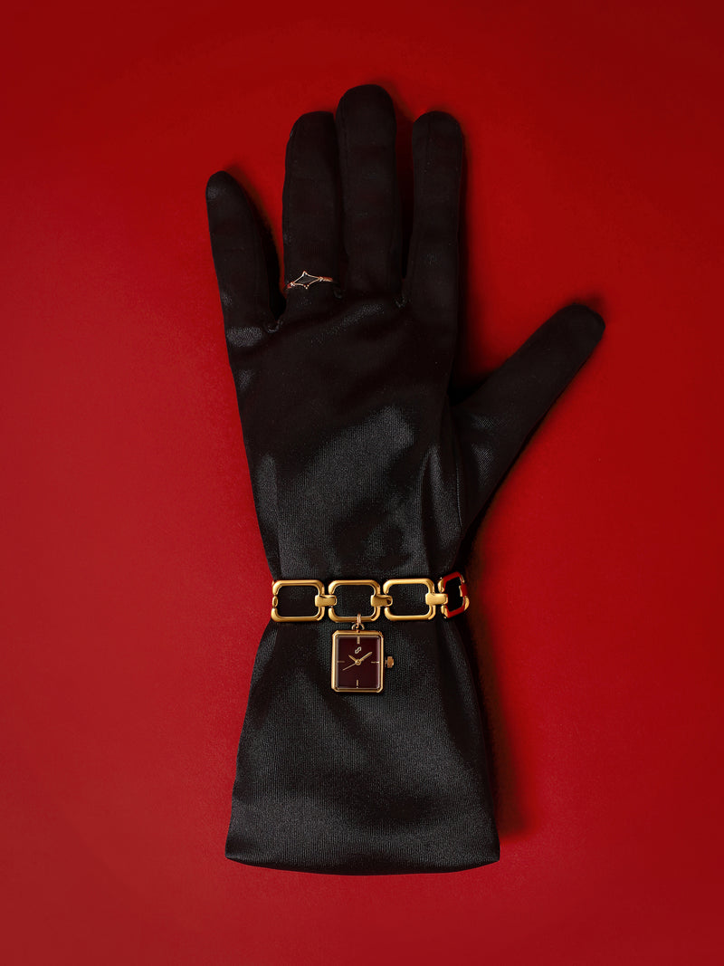The Ruby Chain Link Watch - Gold