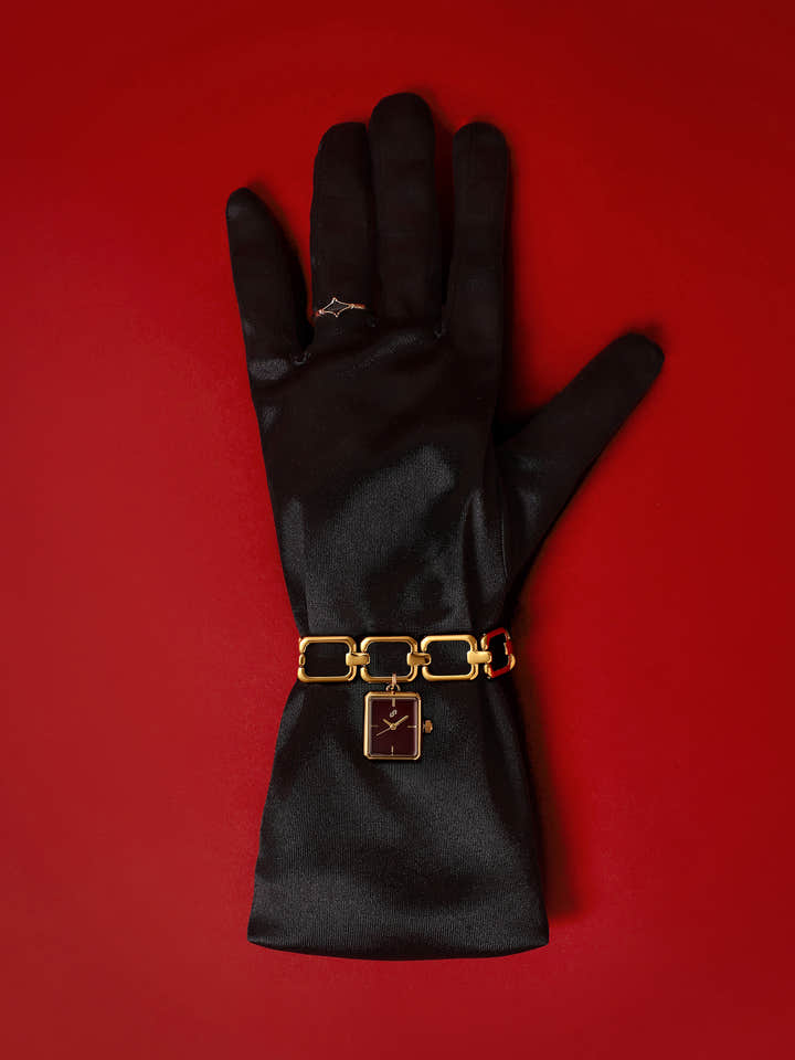 The Ruby Chain Link Watch - Gold