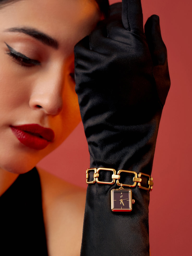 The Ruby Chain Link Watch - Gold