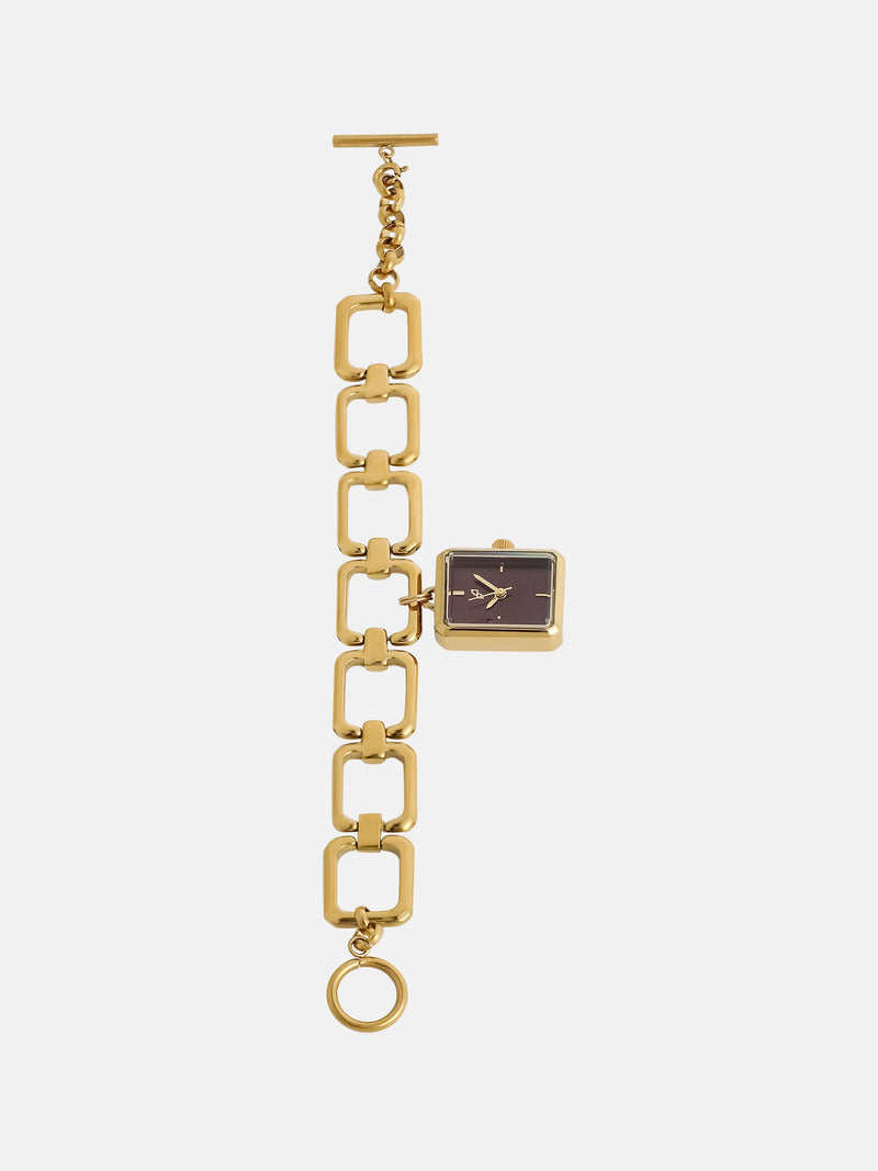 The Ruby Chain Link Watch - Gold