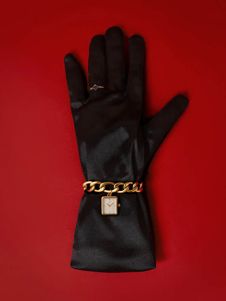 The Ivory Chain Link Watch - Gold