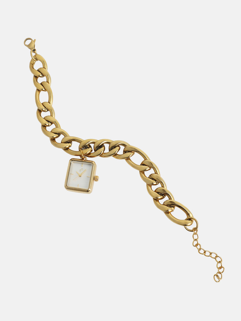 The Ivory Chain Link Watch - Gold