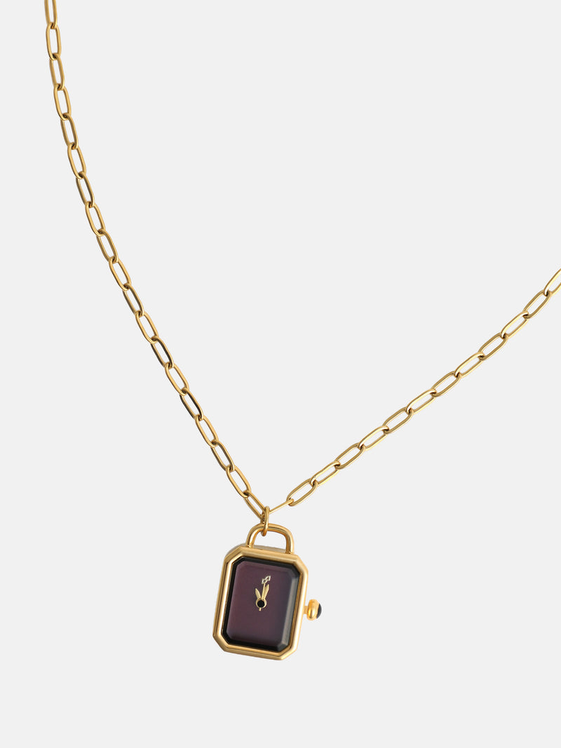 The Ruby Pendant Necklace Watch - Gold