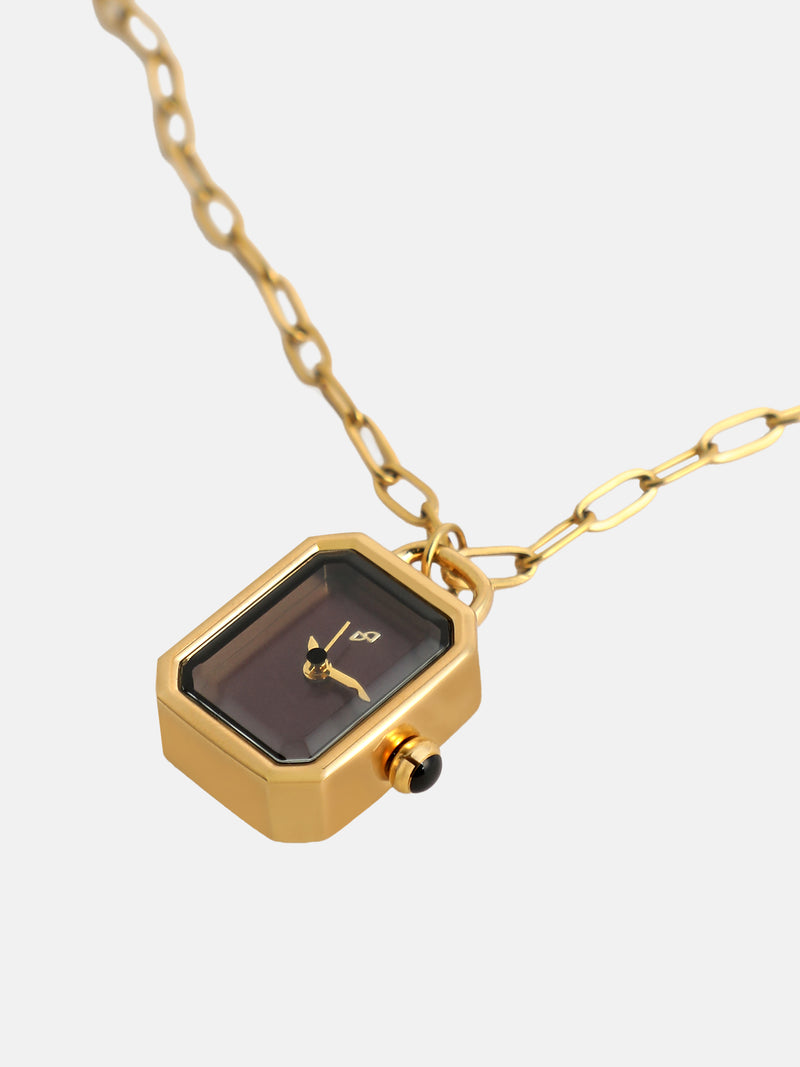 The Ruby Pendant Necklace Watch - Gold
