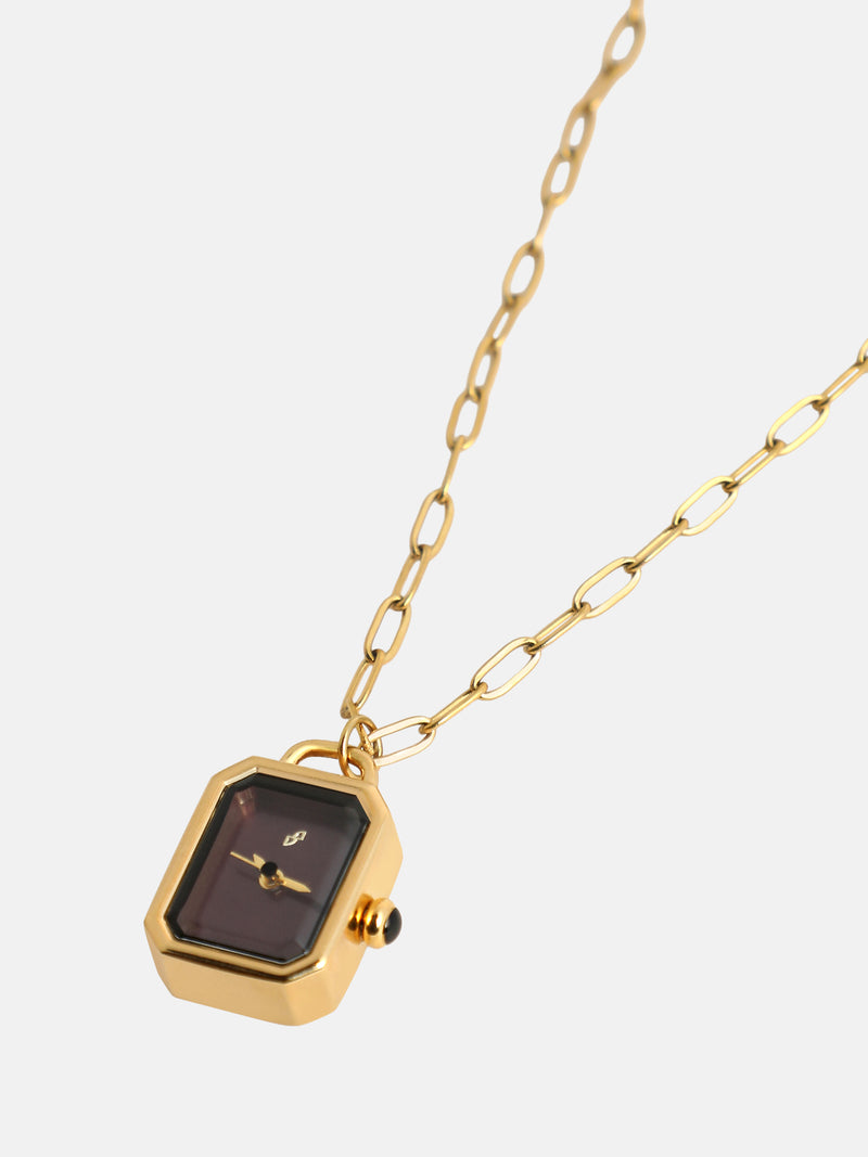 The Ruby Pendant Necklace Watch - Gold