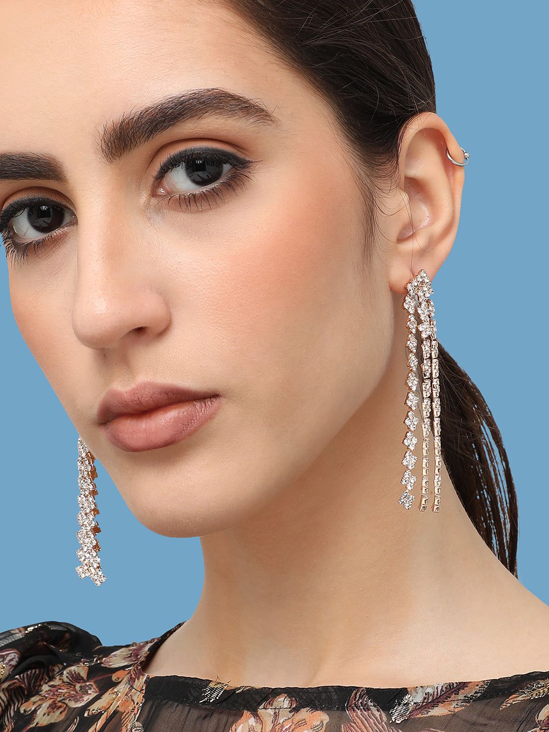 The Tassel-Bling Drop Earrings - Crystal Silver