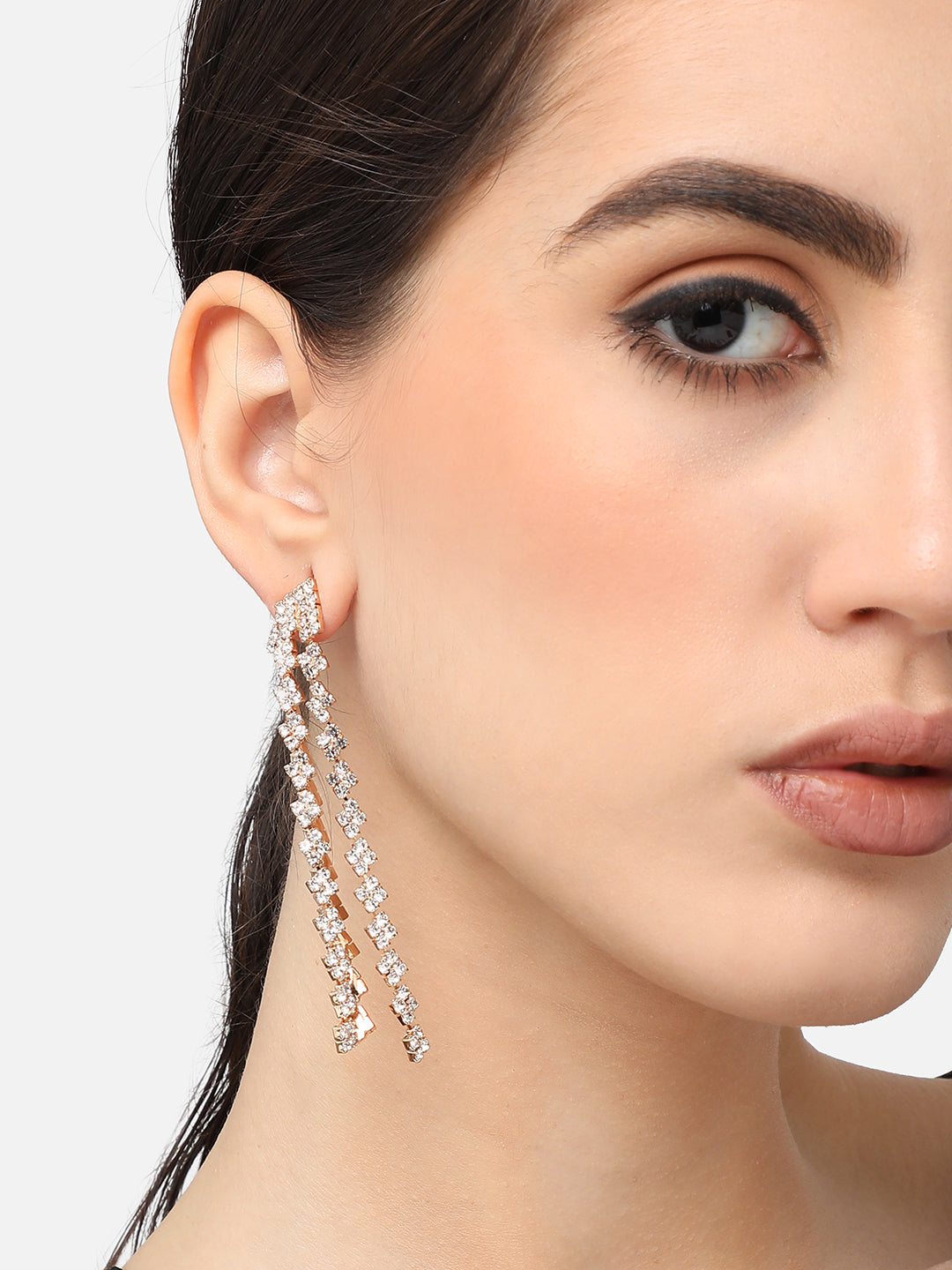 The Tassel-Bling Drop Earrings - Crystal Silver