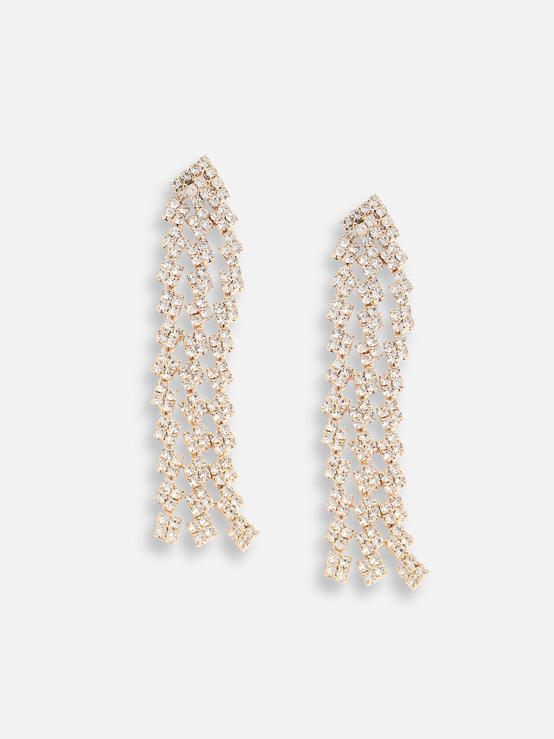 The Tassel-Bling Drop Earrings - Crystal Silver