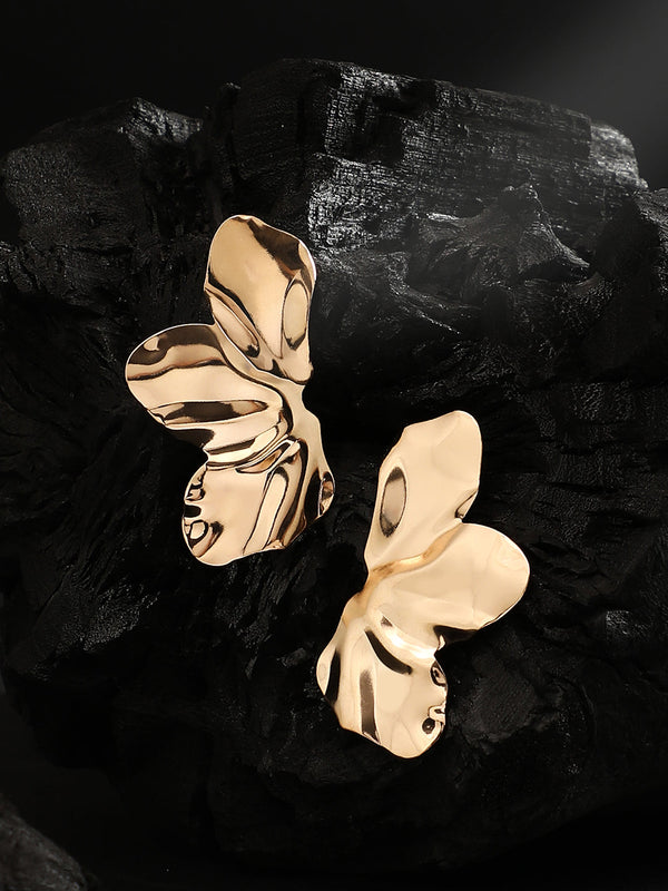 The Withered-Floral Statement Earrings - California Gold