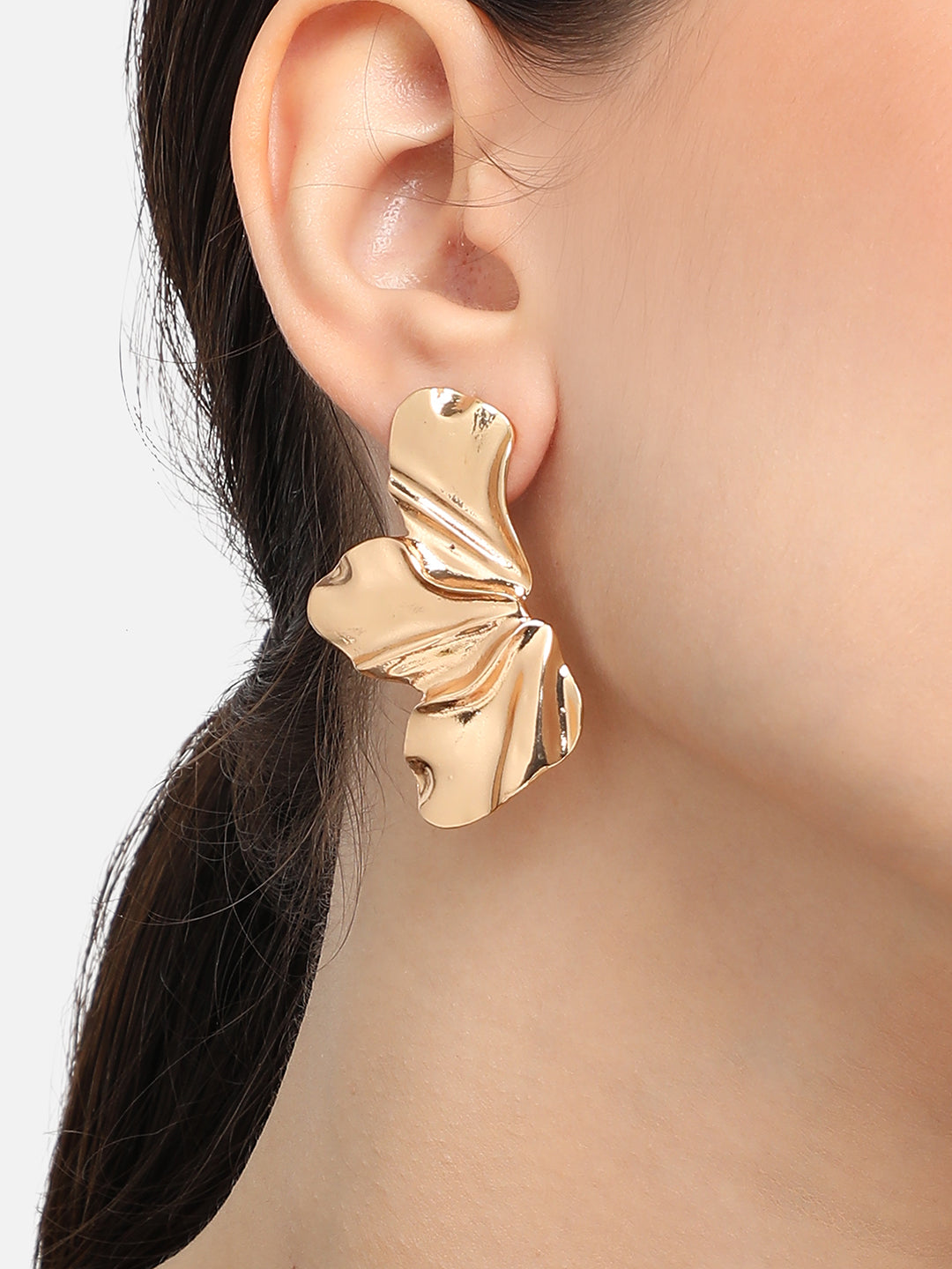 The Withered-Floral Statement Earrings - California Gold