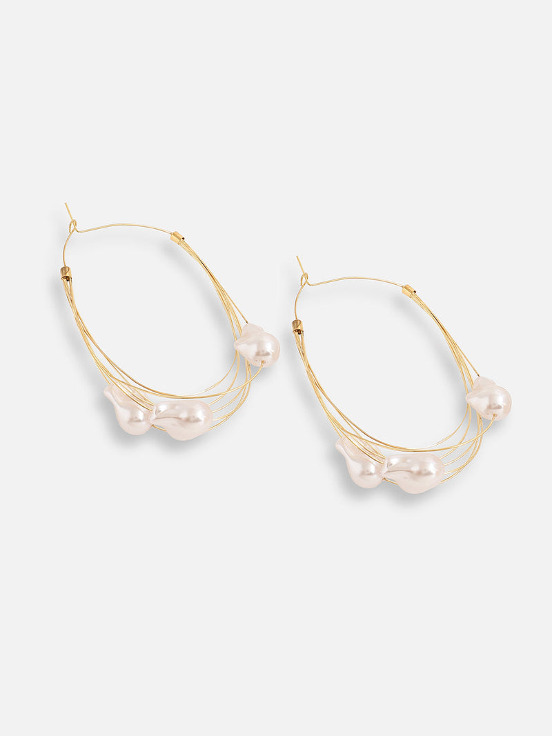 The Abstract-Pearl Maxi Hoop Earrings - Pearl White