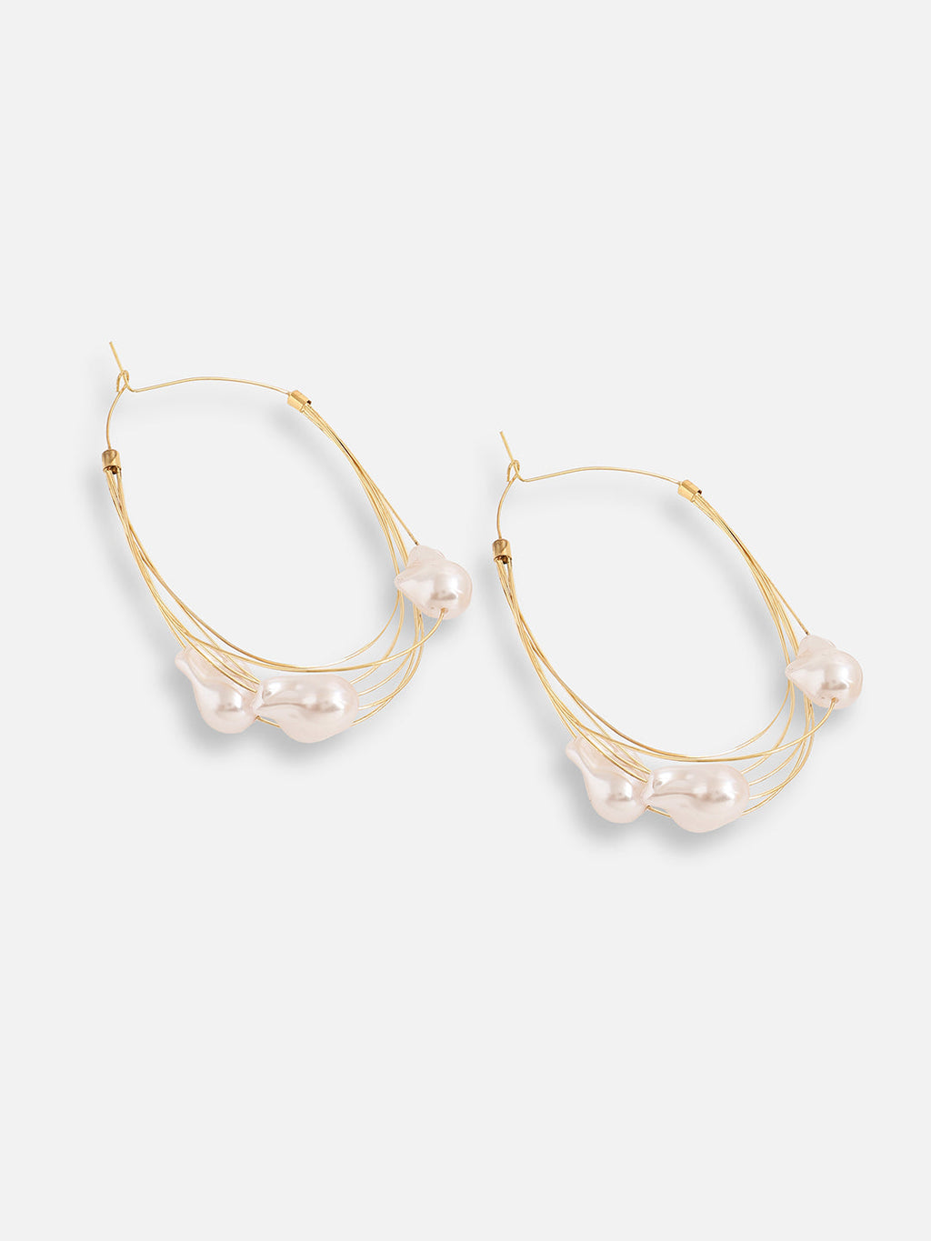 The Abstract-Pearl Maxi Hoop Earrings - Pearl White