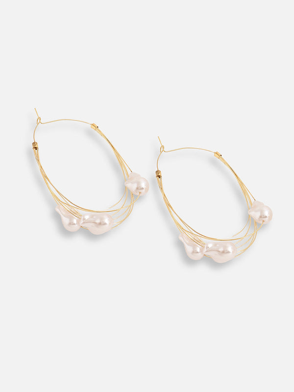 The Abstract-Pearl Maxi Hoop Earrings - Pearl White