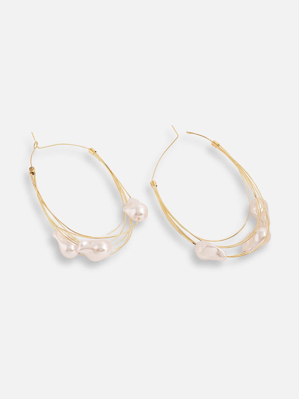 The Abstract-Pearl Maxi Hoop Earrings - Pearl White