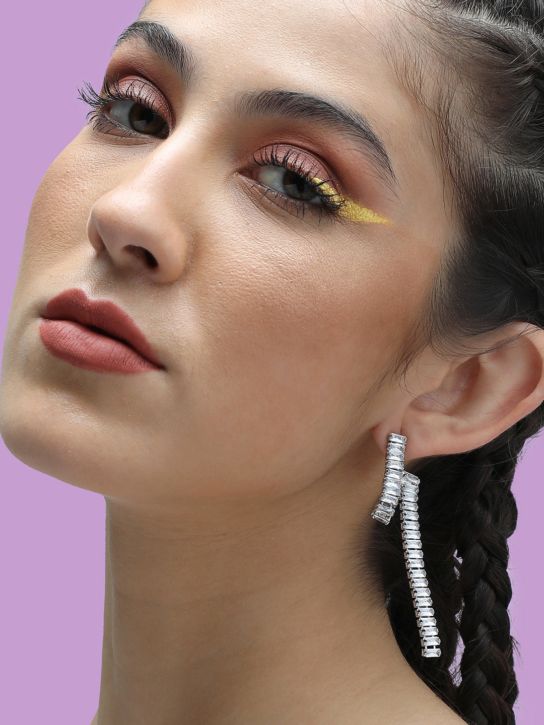 The Crystal-Twist Drop Earrings - Crystal Silver