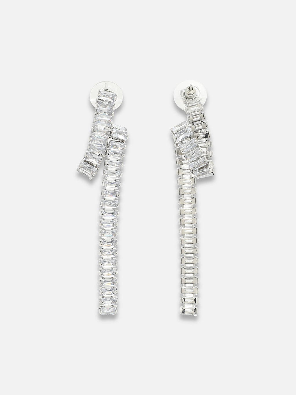 The Crystal-Twist Drop Earrings - Crystal Silver