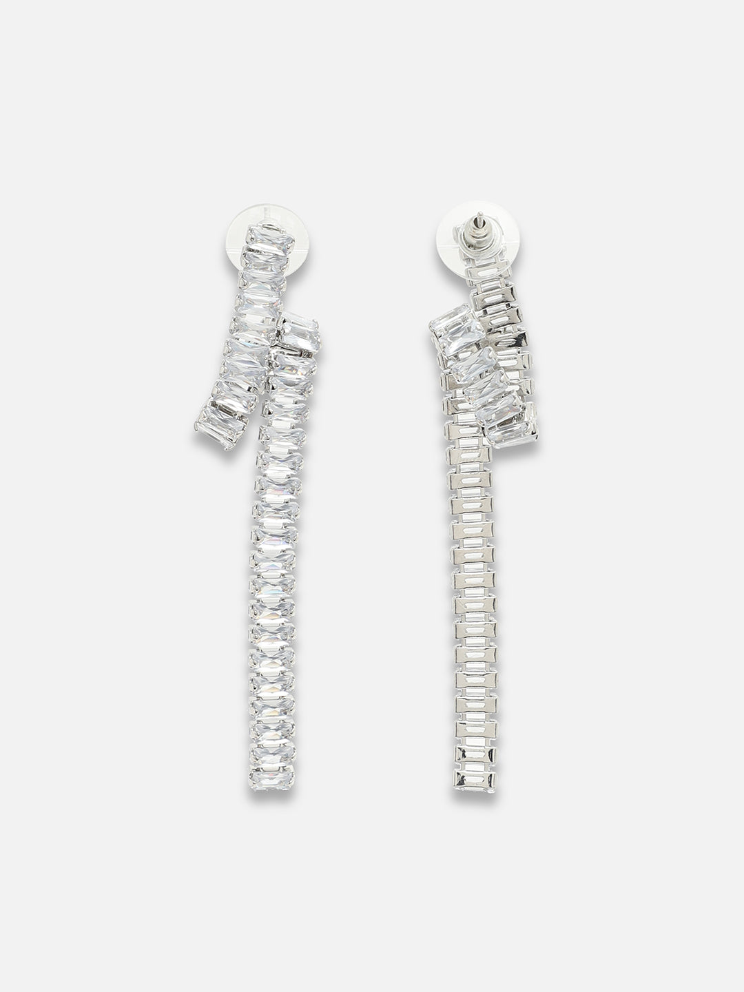 The Crystal-Twist Drop Earrings - Crystal Silver