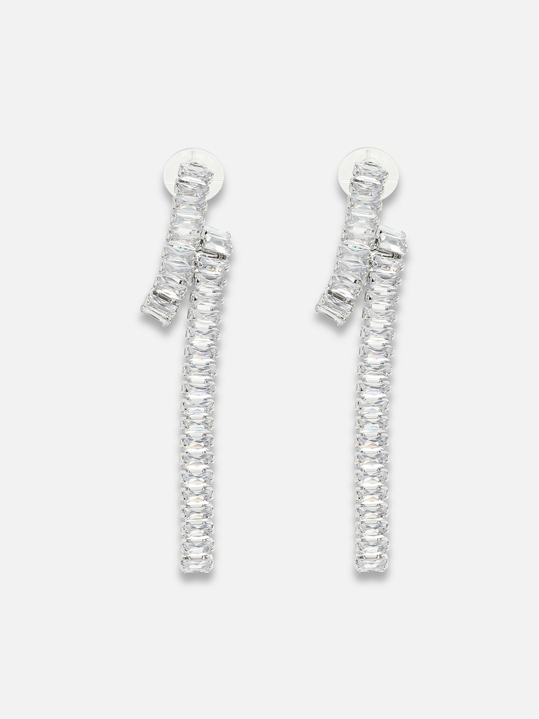 The Crystal-Twist Drop Earrings - Crystal Silver