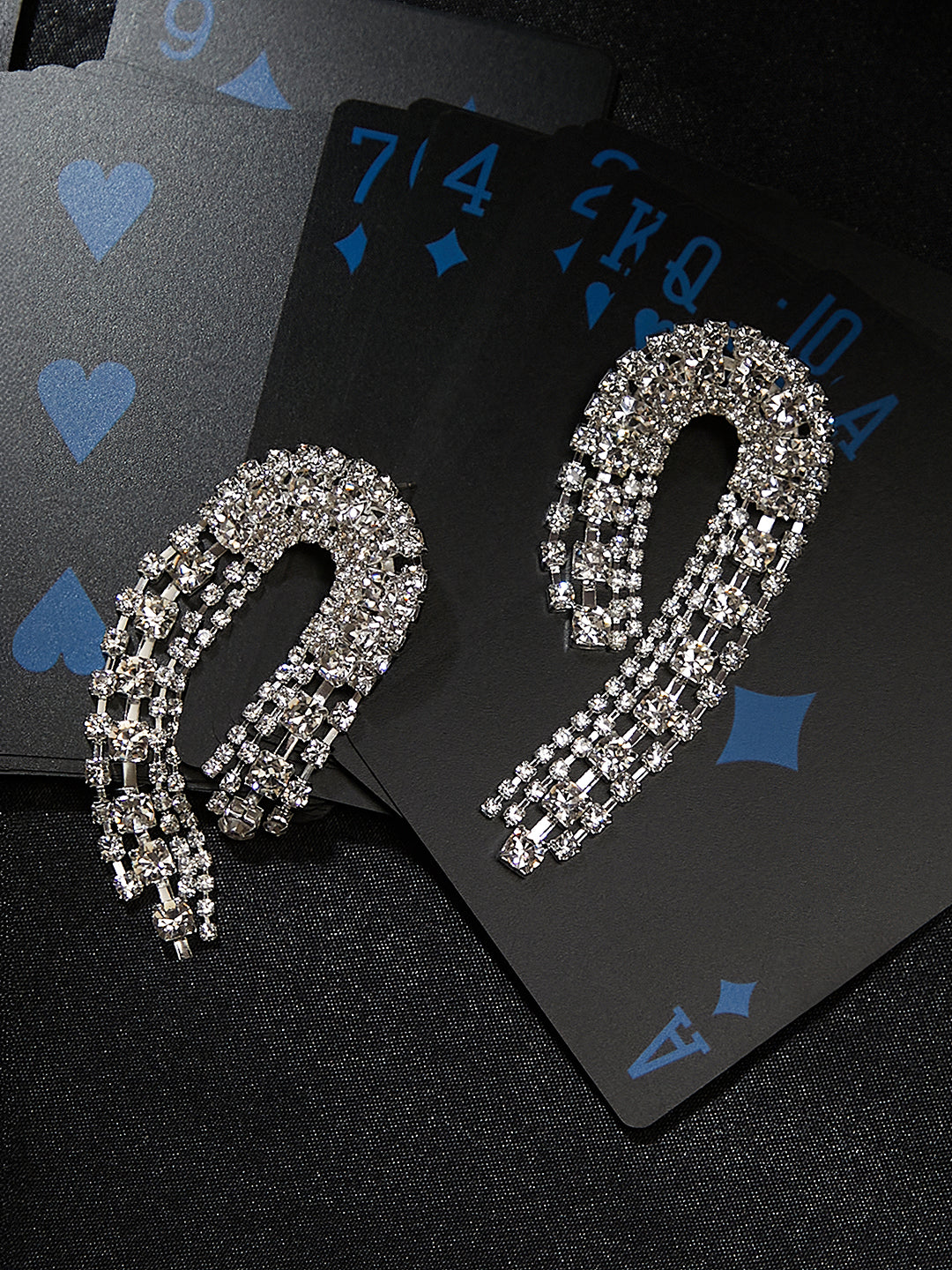 The Crystal-Hanging Drop Earrings - Crystal Silver