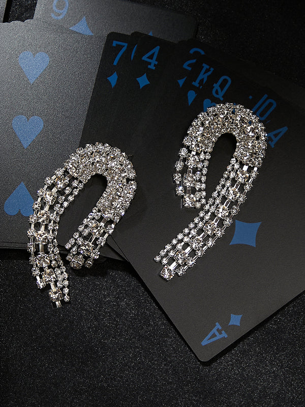The Crystal-Hanging Drop Earrings - Crystal Silver