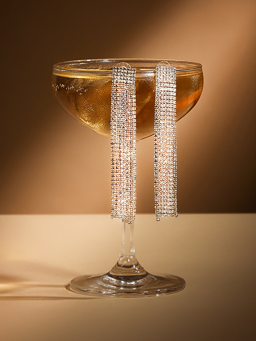 The Structured-Bling Drop Earrings - Crystal Silver