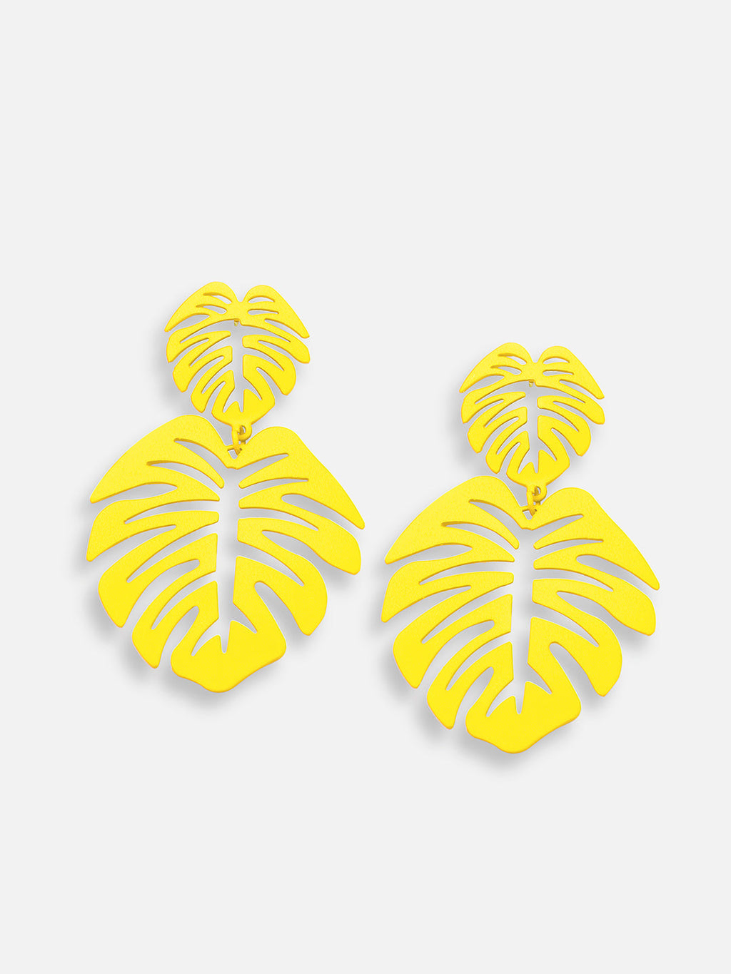 The Engraved-Foliage Drop Earrings - Lemon Yellow