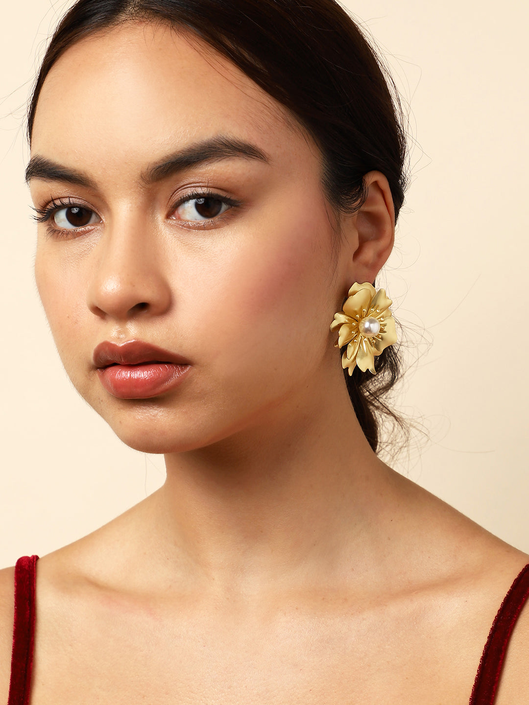 The Gilded-Flora Statement Earrings - Champayne Gold