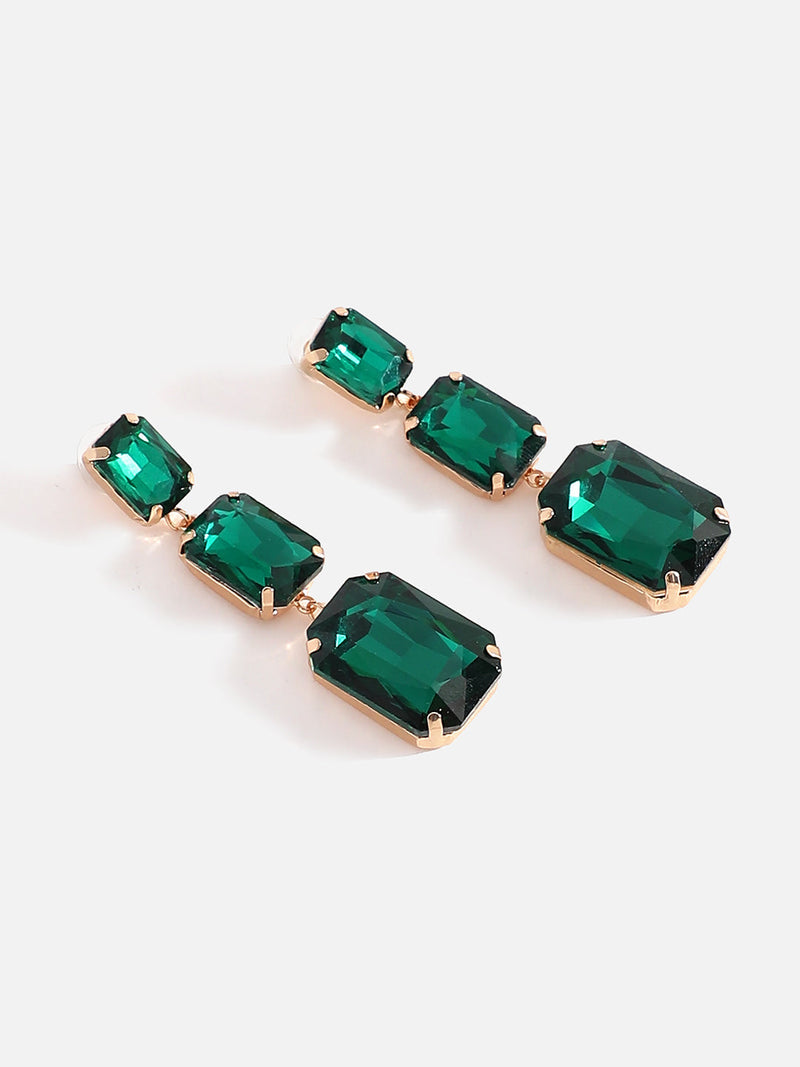 Women's Viridian-Cristal Drop Earrings - Emerald Green