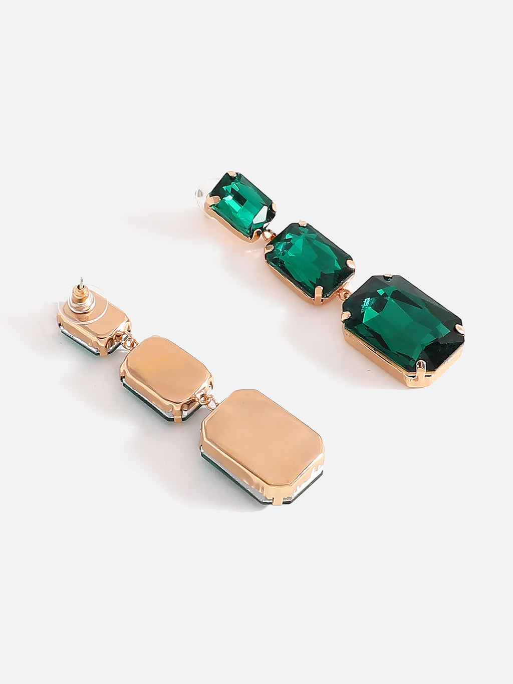 Women's Viridian-Cristal Drop Earrings - Emerald Green