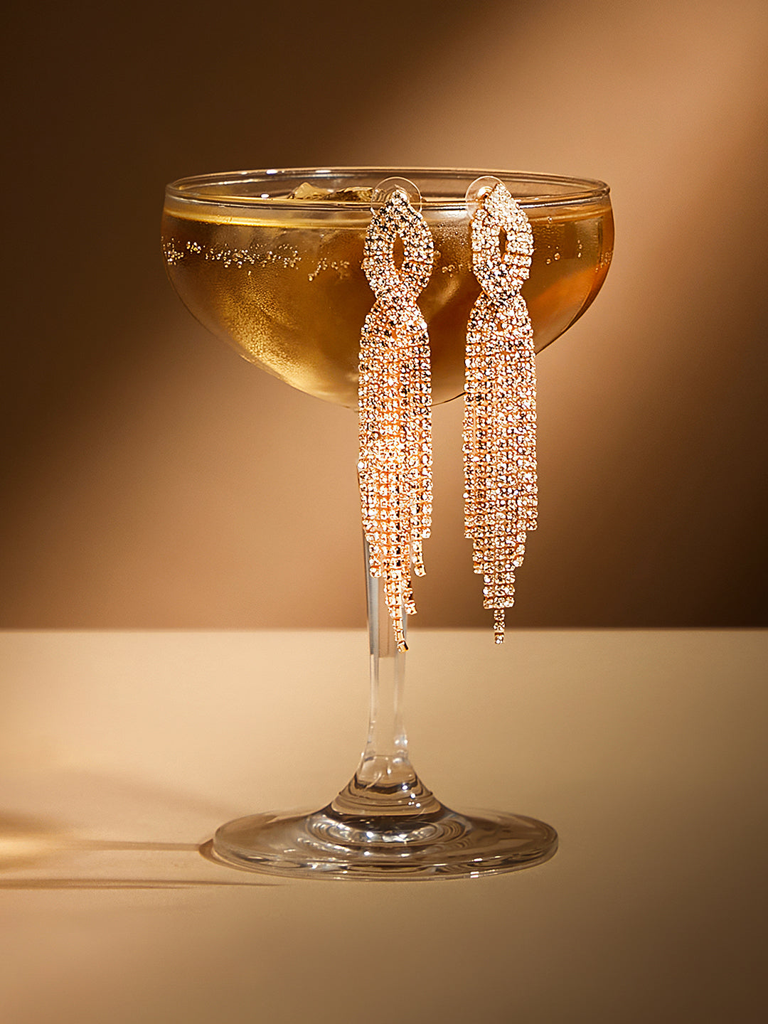 The Twisted-Bling Drop Earrings - Crystal Silver