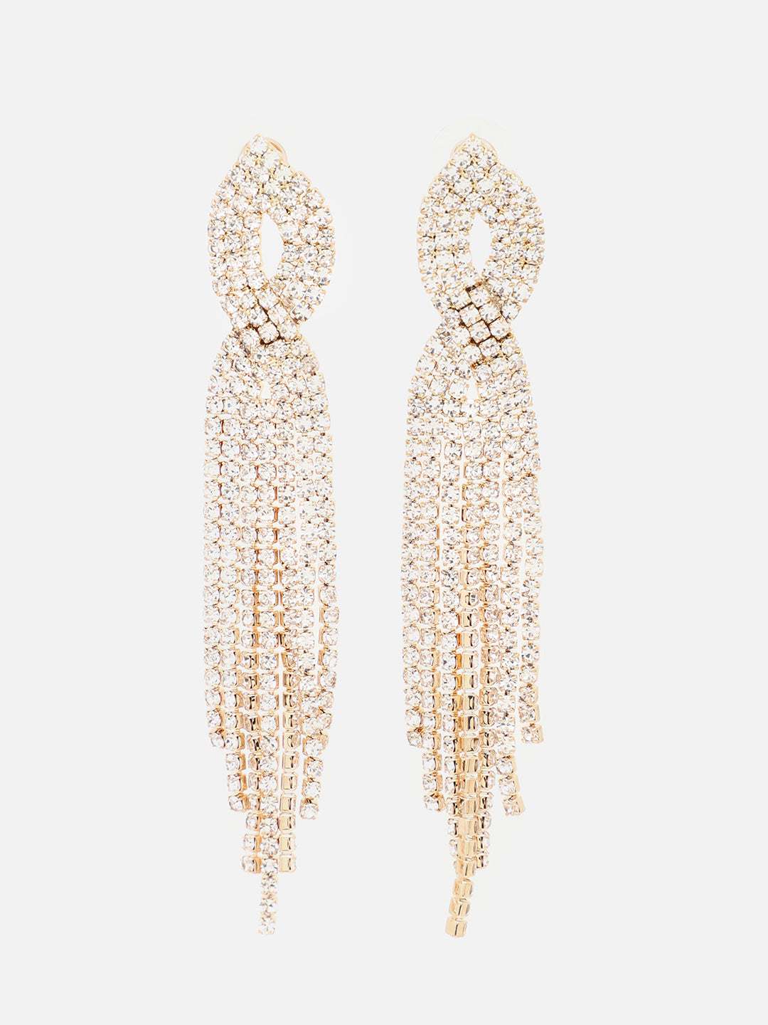 The Twisted-Bling Drop Earrings - Crystal Silver