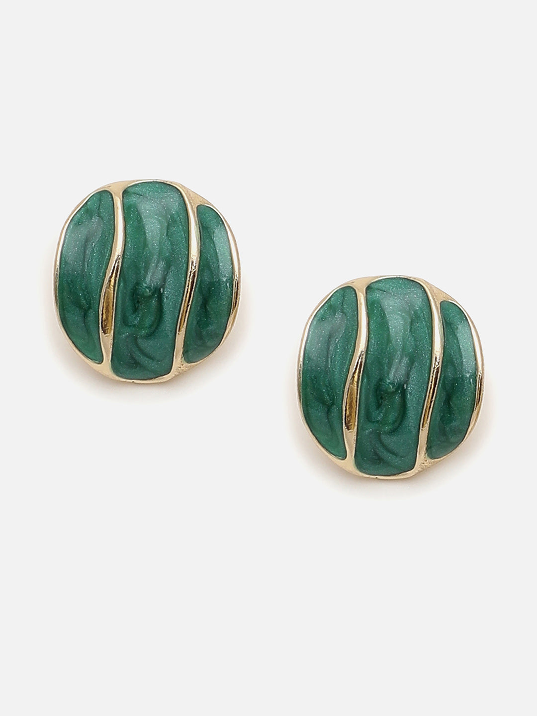 Women's Enamel-Swirl Stud Earrings - Emerald Green