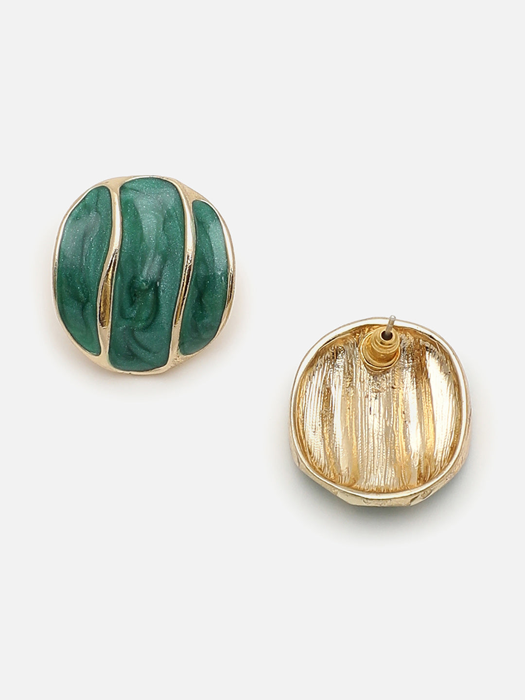 Women's Enamel-Swirl Stud Earrings - Emerald Green
