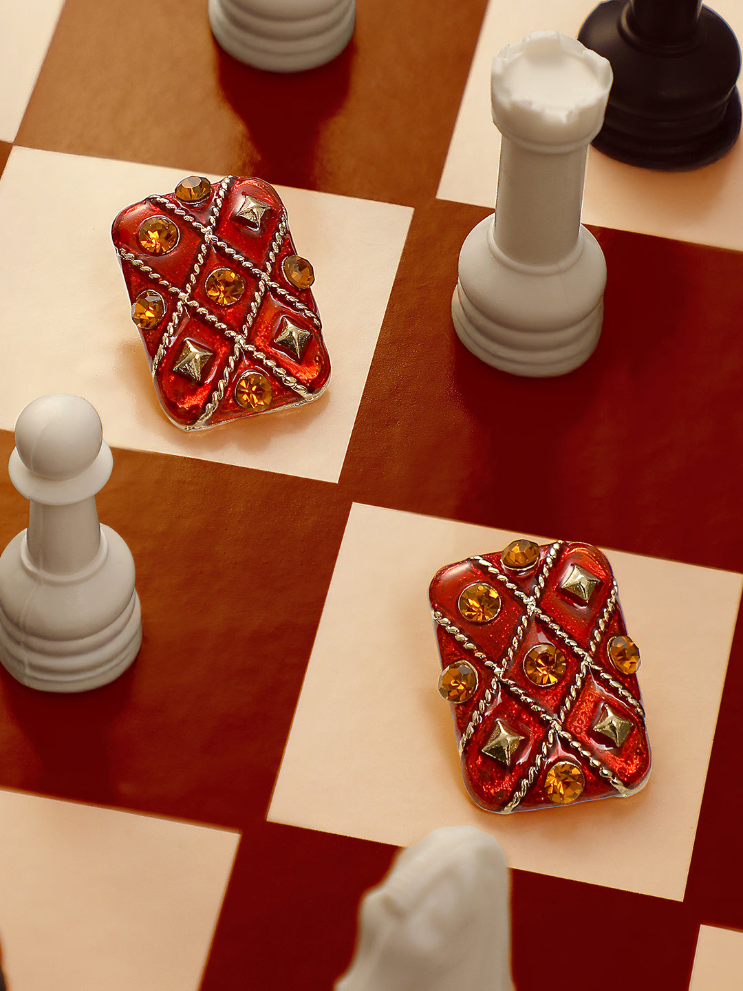 Women's Indie-Enamel Stud Earrings - Crimson Red