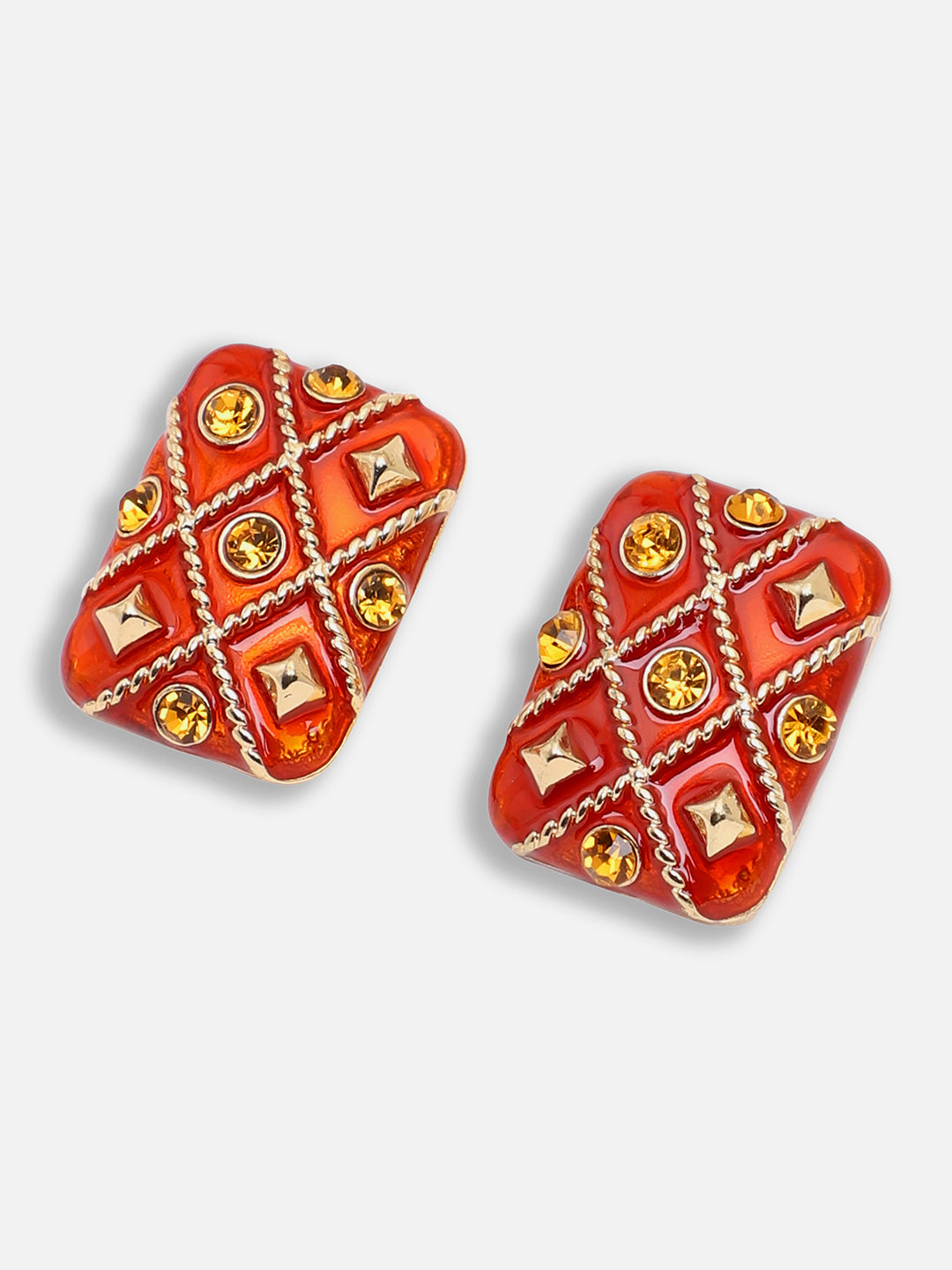 Women's Indie-Enamel Stud Earrings - Crimson Red
