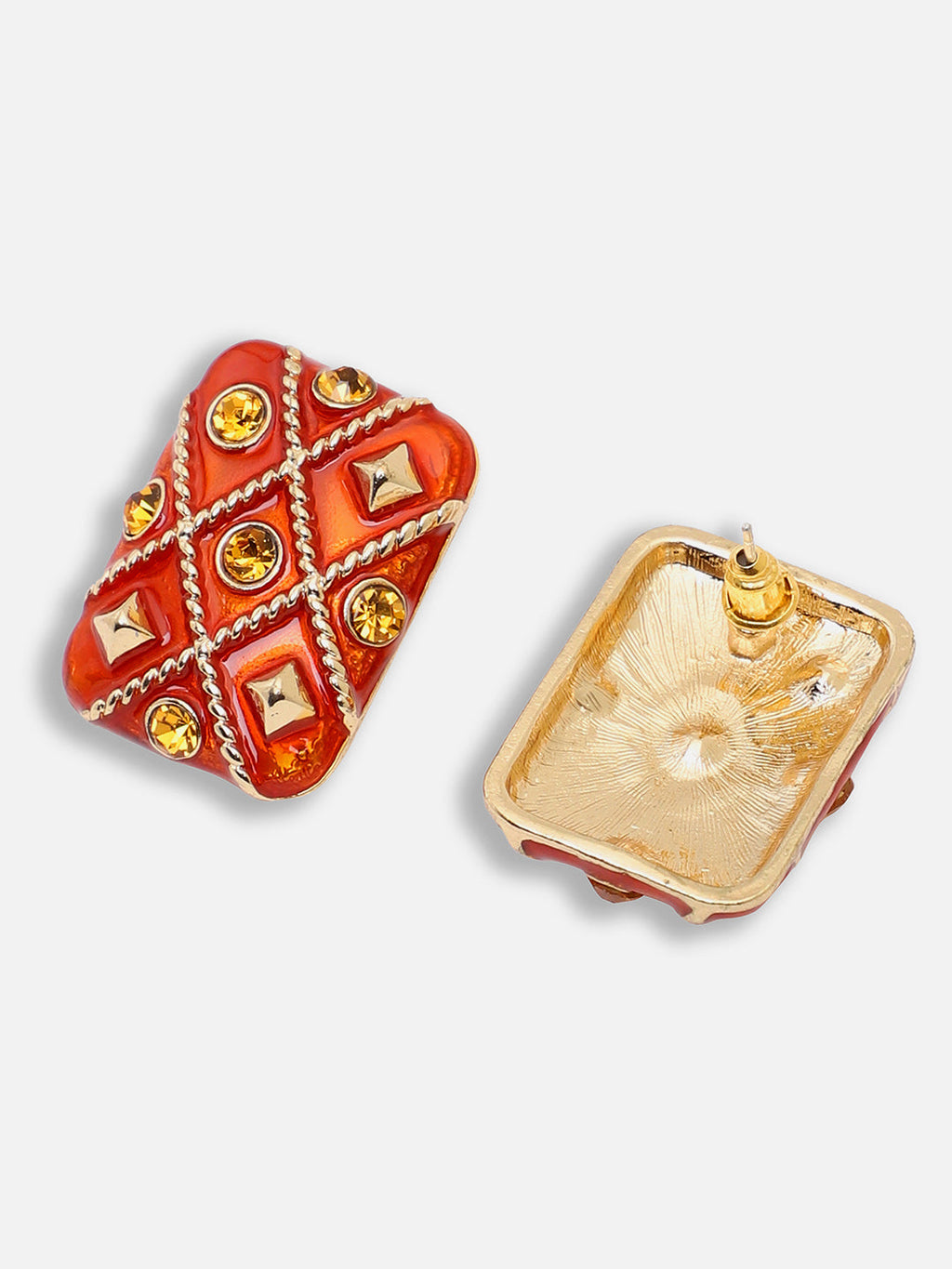 Women's Indie-Enamel Stud Earrings - Crimson Red