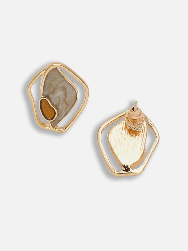 The Abstract-Enamel Stud Earrings - Ash Brown
