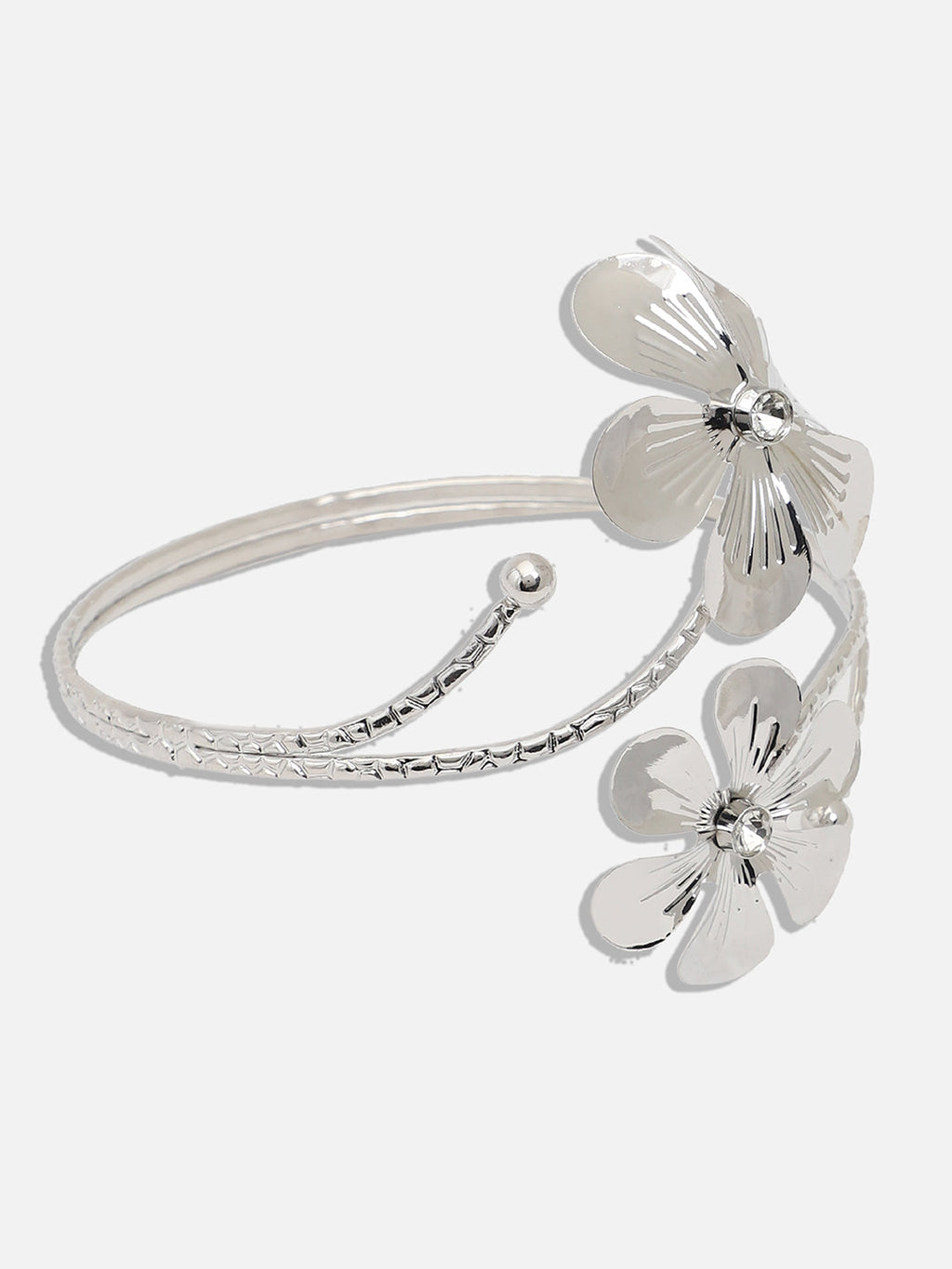 The Floral Statement Armlet - Metallic Silver