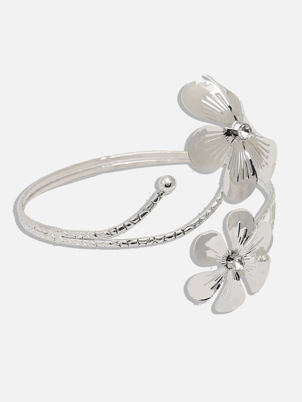The Floral Statement Armlet - Metallic Silver
