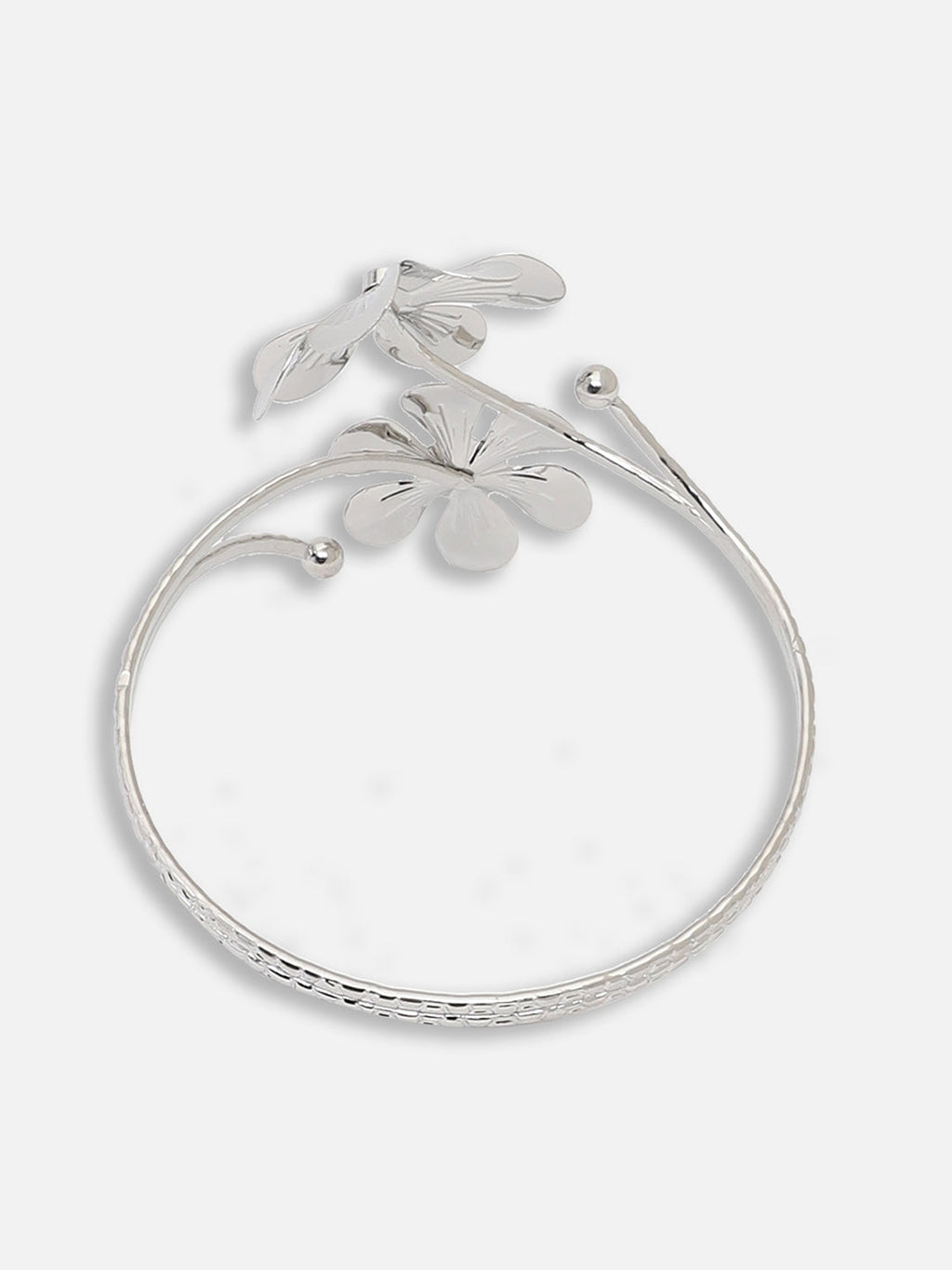 The Floral Statement Armlet - Metallic Silver