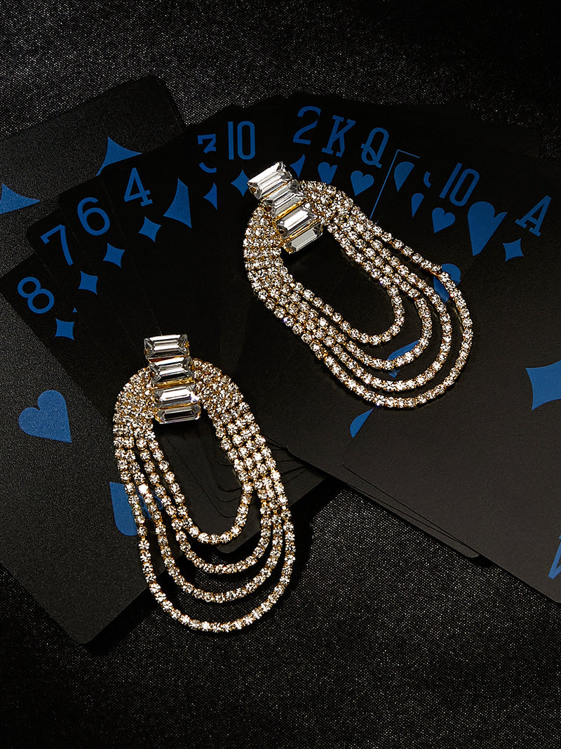 The Bling-Loop Drop Earrings - Crystal Silver