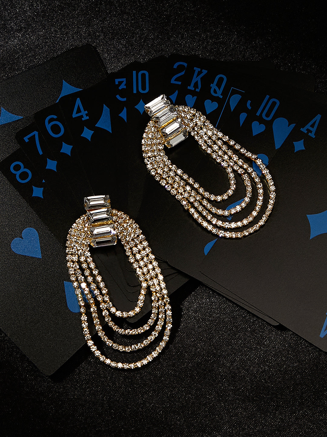 The Bling-Loop Drop Earrings - Crystal Silver