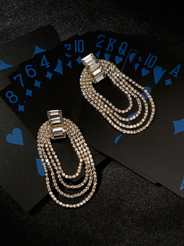 The Bling-Loop Drop Earrings - Crystal Silver