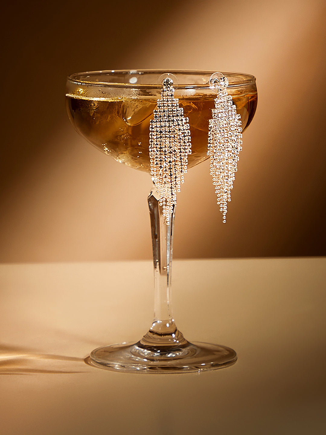 The Veil-Bling Drop Earrings - Crystal Silver