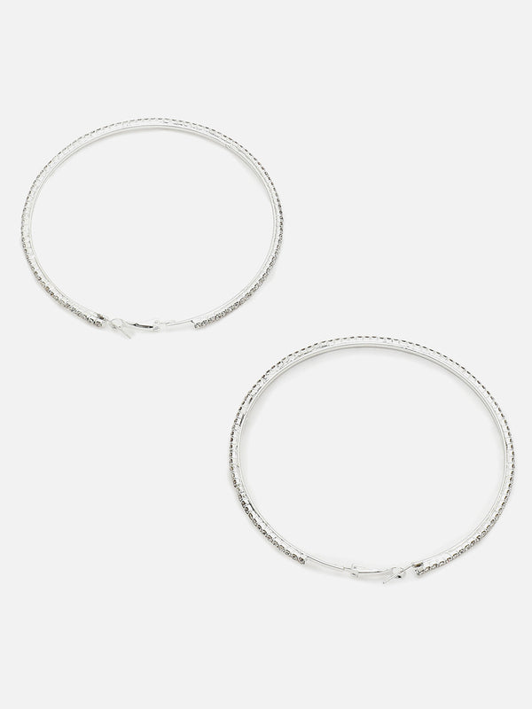 The Bling Maxi Hoop Earrings - Crystal Silver