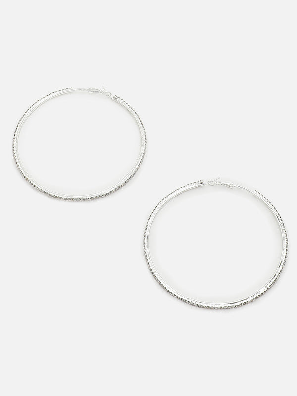 The Bling Maxi Hoop Earrings - Crystal Silver